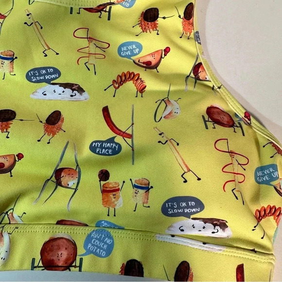 Push and Pole Top - Potatoes Cross Mesh Bra NWT XL Removable Pads Yellow Workout - Picture 4 of 7